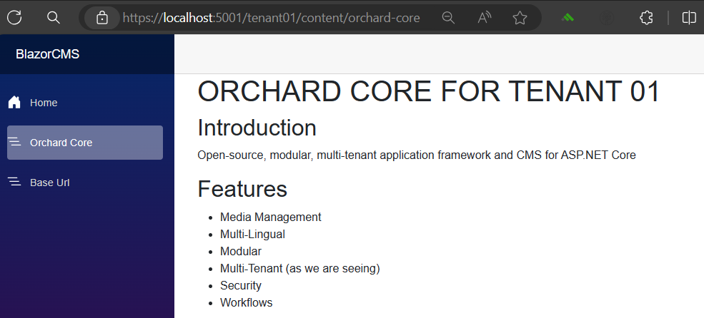 tenant specific content page
