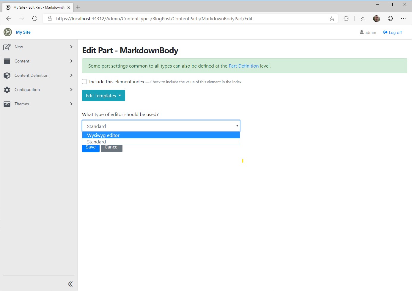 Edit Markdown Body Type