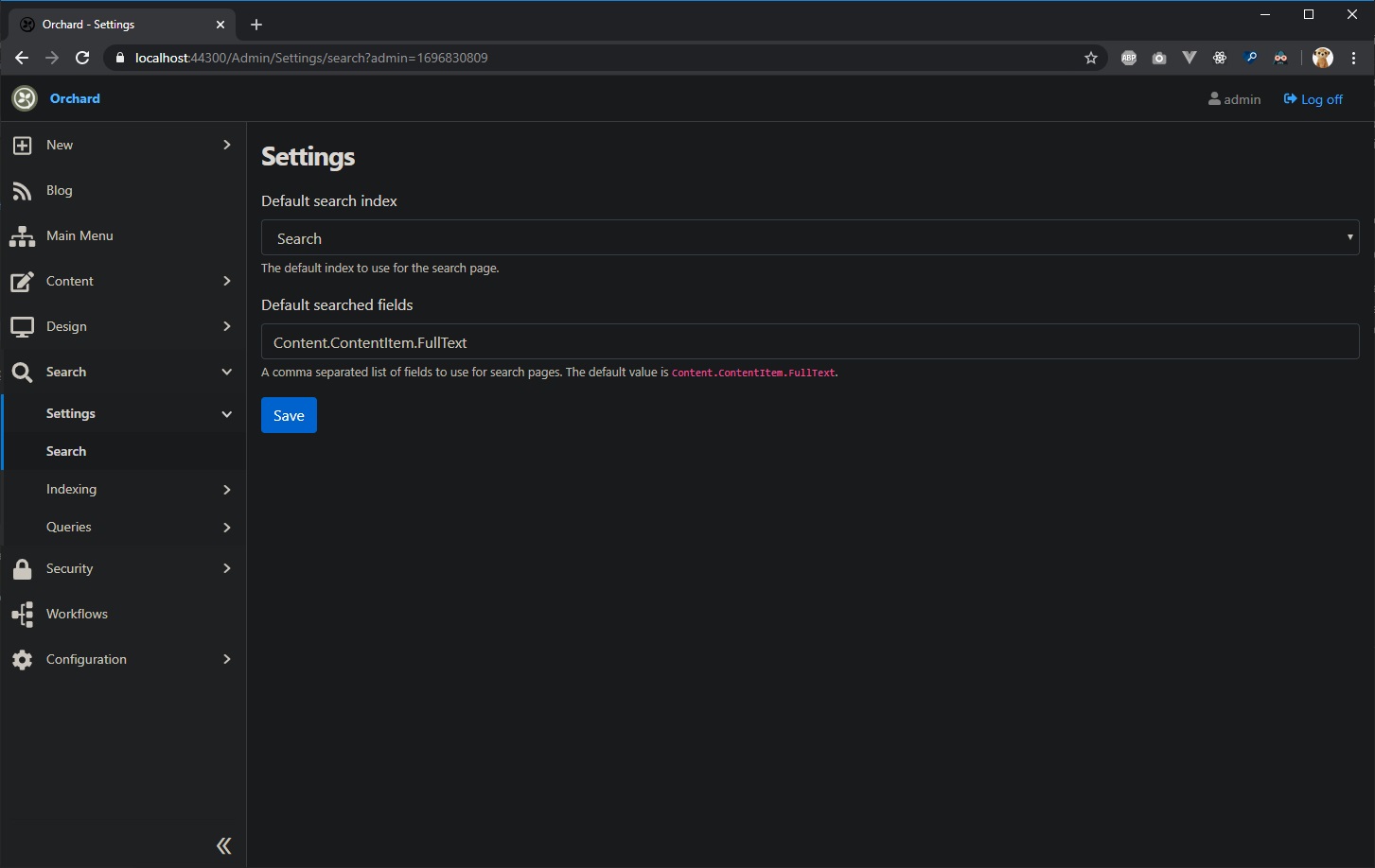 Search settings