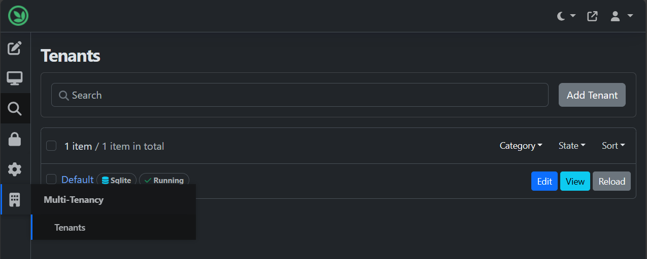 Create first tenant