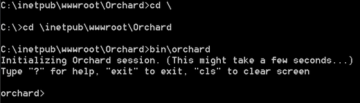 Figure 6. The Orchard command line