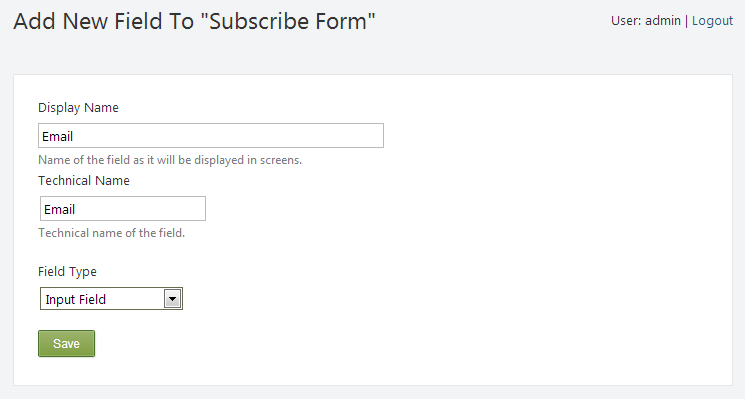 Subscribe Form email field