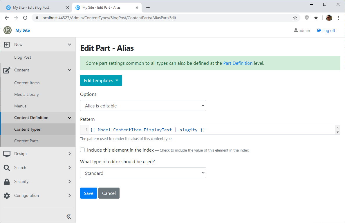 Edit Alias Pattern