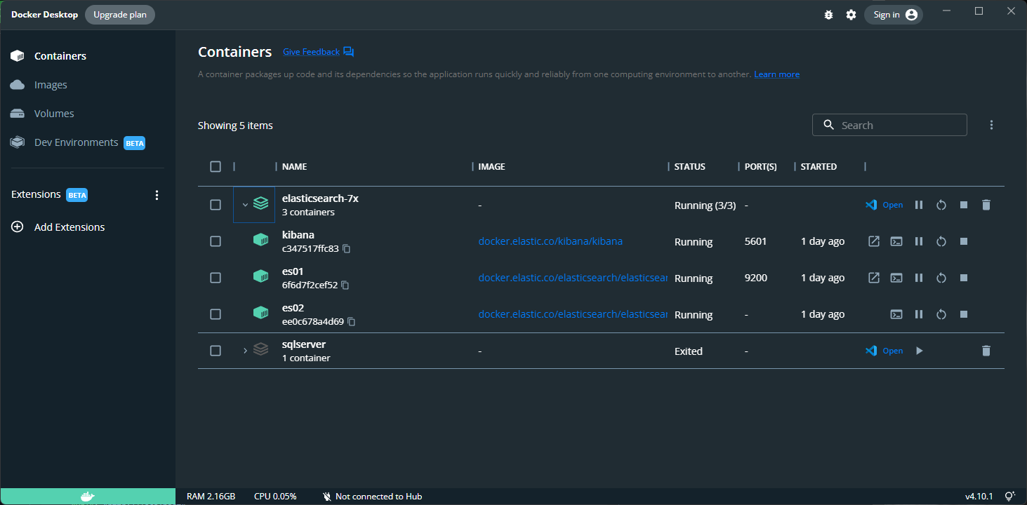 Elasticsearch docker containers
