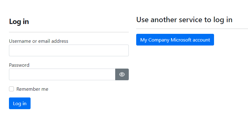 Orchard Core登录屏幕上的Azure AD登录按钮
